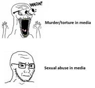 2soyjaks closed_mouth concerned excited eyes_popping glasses hand hands_up open_mouth soyjak stubble subvariant:soyak_(irritated) subvariant:waow text tongue variant:soyak waow // 681x635 // 62.2KB