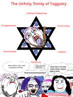 4chan a_(4chan) anger_mark bloodshot_eyes blue comic crying discord femboy futa glasses hair hand hanging holy_trinity horn lgbt makeup multiple_soyjaks mustache nintendo open_mouth pointing pointing_at_viewer purple_hair rope sad soyjak speech_bubble stubble subvariant:chuddy subvariant:crazed_troonjak subvariant:soyak_(crazed) suicide text tomboy tongue tranny trap trinity unholy_trinity variant:a24_slowburn_soyjak variant:alicia variant:bernd variant:chudjak variant:gapejak variant:markiplier_soyjak variant:soyak video_game wordswordswords // 1200x1600 // 771.2KB