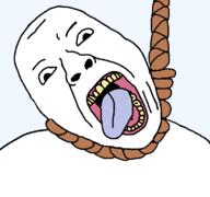 hanging no_eyebrows open_mouth rope shaved soyjak suicide template tongue variant:bernd yellow_teeth // 768x719 // 37.9KB