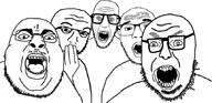 5soyjaks angry arm crooked_teeth glasses hand null open_mouth soyjak stubble variant:chugsjak variant:nerdjak variant:nulljak variant:unknown variant:volcanojak // 860x418 // 159.8KB