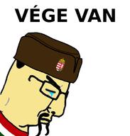 closed_eyes closed_mouth clothes coat_of_arms crying frown glasses hat hungarian_text hungary its_over mustache sad side_profile soyjak text variant:chudjak yellow_skin // 659x692 // 47.5KB