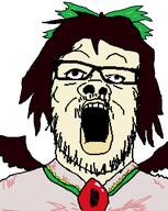 anime clothes female glasses hair mustache okuu open_mouth reiuji_utsuho soyjak stubble touhou variant:a24_slowburn_soyjak video_game white_skin wing // 454x570 // 27.4KB