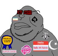 764 9a0c 9a0c_should_resign crescent_and_star foodist grey_skin map_(pedophile) meta:tagme mlp_pedo my_little_pony name_tag pedophile queen_of_spades red_glasses spade super_sage tinted_glasses variant:meximutt // 888x849 // 115.8KB