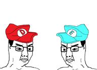 2soyjaks cap clothes dean eunice glasses hair hat mario nintendo soyjak variant:chudjak video_game // 1835x1328 // 59.2KB