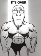 arm buff closed_eyes closed_mouth glasses hand its_over meta:ai_generated soyjak stubble text underpants variant:markiplier_soyjak // 937x1280 // 110.7KB