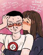 blush boymoder chud clothes drawing glasses hair le_pol_face no_stubble swastika trans variant:chudjak white_skin // 828x1061 // 668.2KB