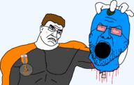 a10_eyes award beheaded blood blue_skin bone booruBVLL clothes dan eyes_like_the_o-o-cean glasses holding_severed_head leaf logan looking_up schlog schlogcuck soybooru soyjak_blog spine stubble subvariant:kratos_chudjak variant:chudjak // 1597x1007 // 64.8KB