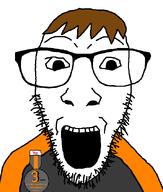 3 award brown_hair glasses hair open_mouth soybooru soyjak stubble variant:dylanjak // 552x650 // 37.9KB