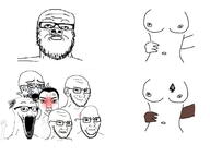 anger_mark angry arm balding bbc blacked bloodshot_eyes blush breasts closed_mouth comic crying ear female glasses hair hand hands_up irritated medium_breasts merge multiple_soyjaks open_mouth queen_of_spades smug soyjak stubble subvariant:chuddy subvariant:soyak_(irritated) subvariant:soyak_(smug) subvariant:wewjak subvariant:wholesome_soyjak variant:a24_slowburn_soyjak variant:chudjak variant:cryboy_soyjak variant:excited_soyjak variant:gapejak variant:soyak // 1386x1035 // 168.6KB