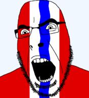 flag flag:omsk_oblast full_head glasses hair looking_to_the_right oblast omsk_oblast open_mouth russia soyjak stubble teeth text transparent transparent_background variant:cobson // 721x789 // 23.8KB