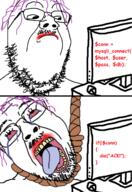 angry bloodshot_eyes clothes computer crying error glasses hair hanging keyboard mouse mustache mysql open_mouth php programming rope soyjak stubble suicide technology tongue tranny variant:bernd variant:gapejak yellow_teeth // 996x1452 // 977.7KB
