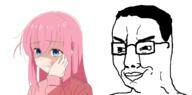 anime bocchi_the_rock glasses slap smug variant:chudjak // 1478x729 // 344.1KB