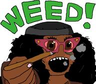 afro black_skin pointing pointing_at_viewer quieres soylent_(creamy_chocolate) subvariant:soyniqua variant:soytan weed // 436x382 // 15.8KB