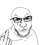 angry bald glasses hand middle_finger open_mouth punisher_face soyjak stubble variant:feraljak white_background white_skin // 1500x1500 // 29.0KB