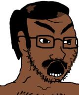 angry black_skin brown_skin chest_hair dark_skin dirty glasses hair indian mustache open_mouth pajeet poop shitskin soyjak stubble variant:soyak // 647x778 // 57.6KB