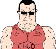 chud gigachud glasses muscles muscular_male red_shirt shades smile subvariant:gigachud sunglasses variant:chudjak // 1059x929 // 106.5KB