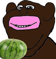 black_skin ear food fruit google kang meta:low_resolution smile soyblack soyjak stubble variant:impish_soyak_ears watermelon // 185x192 // 31.3KB