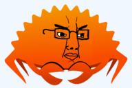 animal crab glasses orange orange_skin rust_(programming_language) soyjak transparent_background variant:chudjak // 1280x853 // 69.5KB