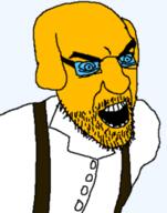 animal clothes dog ear glasses janny open_mouth snout soyjak stubble variant:kliksjak yellow yellow_skin // 200x255 // 26.9KB