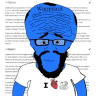 balding beard black_eyes blue_skin hair happy heart i_love meme soyjak subvariant:science_lover text variant:markiplier_soyjak white_shirt wikipedia yakub // 1080x1080 // 423.4KB