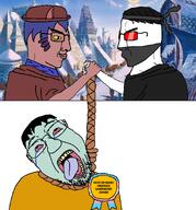 3soyjaks ack animal award bandana big_nose bloodshot_eyes blue_hair brown_shirt cat_ear crying dunchenman_(user) flag:transgender_pride_flag glasses handshake hanging hyperborea jimbo_(namefag) jimbo_(user) looking_at_each_other looking_up mask meta:namefags meta:op_is_too_sleepy_to_tag niko_(oneshot) open_mouth red_glasses rope sandnigger smile squid squidward stubble tan_skin teeth teeth_showing tongue trevor(user) variant:bernd variant:chudjak white_skin yellow_sclera yellow_teeth // 1560x1677 // 1.2MB