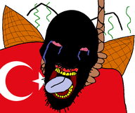 angry antenna bald black_skin bloodshot_eyes cockroach country crying dead flag flag:turkiye hanging islam kara_boga lipstick looking_up open_mouth roach smell star_and_crescent stink_lines stinky tear tongue tongue_out turkiye variant:angry_soyjak white_background wing yellow_teeth // 1600x1340 // 177.3KB