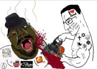 2soyjaks The_Big_Bang_Theory arm atheism atom big_bang_theory blood brown_skin buddhism chainsaw christian_cross christianity chud crying fedora god hair hand hindu holding_chainsaw holding_object i_heart_god islam judaism mouth_open religion science sheik star_and_crescent star_of_david subvariant:chainsaw_bernd the_amazing_atheist total_atheist_death variant:bernd variant:chudjak white_background // 1004x715 // 457.8KB