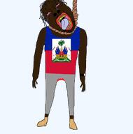 bloodshot_eyes brown_skin crying flag:haiti full_body haiti nigger open_mouth rope soyjak suicide thd tongue variant:bernd // 988x1000 // 188.6KB