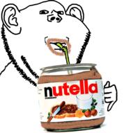 drinking ear happy holding_object imp jar mug nutella smile soyjak subvariant:impdrink variant:impish_soyak_ears // 845x850 // 442.5KB