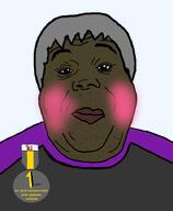 blushing brown closed_mouth grey_hair hunky_twink_sex_machine james medal purple_shirt soyjak_wiki variant:alicia wikicuck // 592x720 // 183.8KB