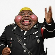 adolf_hitler ai_but_not_completely_ai_doe ai_voice army brown_skin character:hunky meta:ai_generated nazi_flag rifle salute subvariant:hunky_twink_sex_machine yellow_hair // 560x560, 6s // 2.8MB