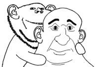 arm closed_mouth ear hand holding_object mask smile soyjak stubble variant:impish_soyak_ears variant:pissluffare // 671x476 // 64.8KB