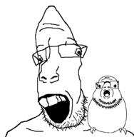 2soyjaks beard friendship glasses looking_at_you open_mouth series:trios_&_duos stubble variant:budgiejak variant:parrotjak // 584x595 // 17.9KB