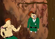 2soyjaks ack arm attackontitan bloodshot_eyes eldian execution floch_forster glasses hange_zoe hanged jaegerist muscles rope rumbling shingeki_no_kyojin stubble subvariant:patrick tongue tree variant:bernd variant:chudjak yeagerist // 2100x1500 // 1.7MB