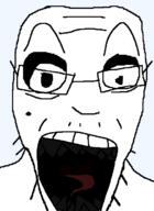 eye_sockets gape glasses mole open_mouth sharp_teeth soyjak stubble surprised teeth template tongue variant:poopy weird // 511x703 // 27.8KB