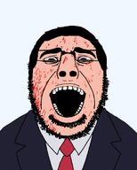 american_psycho blood clothes glasses patrick_bateman screaming soyjak stubble subvariant:modern_cobson suit tiktok variant:cobson // 1354x1688 // 66.1KB