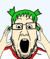 4chan 4cuck anime beard glasses green_hair hair subvariant:ppplier variant:markiplier_soyjak variant:ppp yotsoyba // 519x616 // 112.7KB