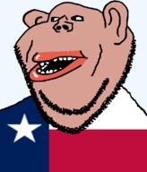 amerimutt black_sclera brown_skin clothes ear flag flag:texas hair lips mutt open_mouth soyjak star_(symbol) state stubble subvariant:impish_amerimutt texas transparent_background united_states variant:impish_soyak_ears // 685x800 // 36.8KB