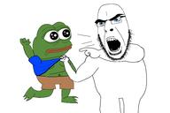 angry beard blue_eyes clothes fangs fight frog glasses mouth_open pepe shouting strong stubble subvariant:modern_cobson variant:cobson // 1920x1280 // 130.2KB