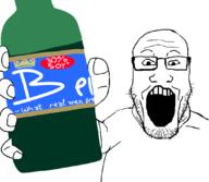 arm beer bottle clothes glasses hand holding_bottle holding_object open_mouth soyjak stubble tshirt variant:markiplier_soyjak // 1080x942 // 166.7KB