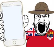 arm canada clothes country flag glasses hand hat holding_object holding_phone iphone open_mouth phone red_ensign soyjak stubble subvariant:phoneplier subvariant:phoneplier_vertical template tshirt variant:markiplier_soyjak // 2160x1884 // 1000.3KB