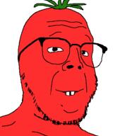 buck_teeth closed_mouth food fruit glasses smile soyjak stubble tomato variant:buckteeth_soyjak // 400x453 // 13.2KB