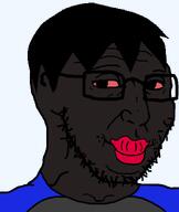 black_skin bloodshot_eyes clothes groomer hair jake jartycuck natejak nigger red_lips subvariant:groomer_soyak variant:soyak // 970x1150 // 31.5KB