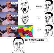 american_football chad coal deformed diaper discord ear foot football glasses meme meta multiple_soyjaks open_mouth smirk soyjak soyjak_party speech_bubble stubble subvariant:chuddy subvariant:wholesome_soyjak text trend:colorjak variant:chudjak variant:cobson variant:gapejak variant:nojak // 1547x1496 // 1.5MB