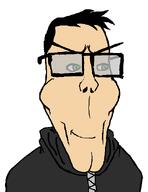 alfietheboorufag_(user) black_hood black_jacket clean_shaven glasses green_eyes hair hoodie meta:namefags no_stubble open_mouth shaved smile subvariant:euroaryan subvariant:euromutt variant:markiplier_soyjak white_skin // 490x637 // 13.4KB