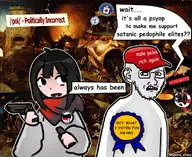 antifa artist:qwarz_atarz epstein glasses maga_hat pizzagate pol_(4chan) politics qanon subvariant:soyak_(concerned) variant:soyak // 1400x1143 // 343.3KB