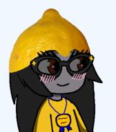 award blush brown_eyes clothes glasses grey_skin hair hat lemon lemon_(user) long_hair necklace // 358x408 // 58.5KB