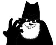 animal arm black_eyes black_fur black_glasses cartoon cat ear evil eyes felix_the_cat full_head glasses grin hand head mouth nose open_mouth smile stubble syndrome_(the_incredibles) teeth the_incredibles variant:syndromejak villainous white_background white_teeth // 1114x892 // 13.5KB