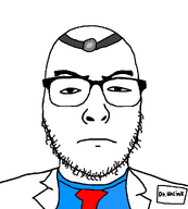 badge bald clothes coat doctor glasses head_mirror hospital lab_coat medical name_tag necktie slave stubble suit text variant:uncjak white_background // 900x1000 // 17.9KB