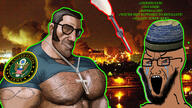 US_Army army beard bloodshot_eyes bombing brown_skin christian_cross christian_identity christianity clothes coat_of_arms cross crucifix crying eagle glasses green_text hat irl_background islam islamic large_eyebrows mge mge_brother military missile open_mouth protestant protestantism sniper_(tf2) soyjak stretched_mouth taqiyah tattoo team_fortress_2 united_states united_states_army variant:soyak // 1920x1080 // 748.6KB
